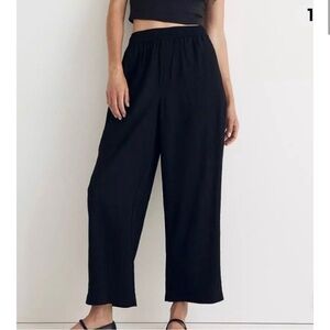 MADEWELL black crinkle crepe cropped pants